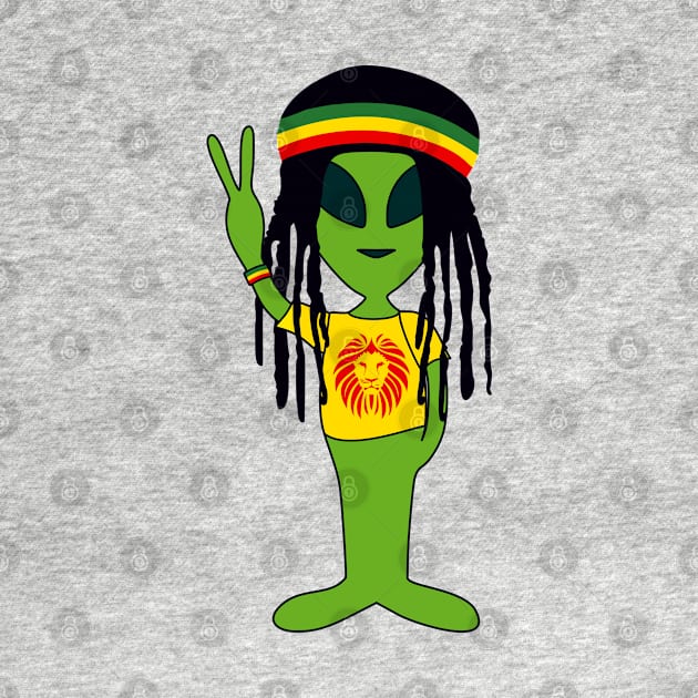 Peace Alien - Rasta Reggae Friend - Lion T-Shirt by EDDArt